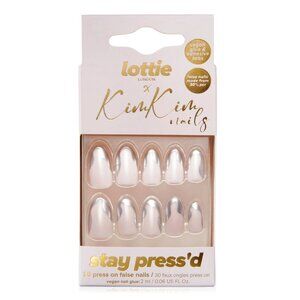 Lottie London x Kim Kim Press on Nail Set, Groovy Chrome, Rounded Almond Shape,